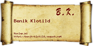 Benik Klotild névjegykártya